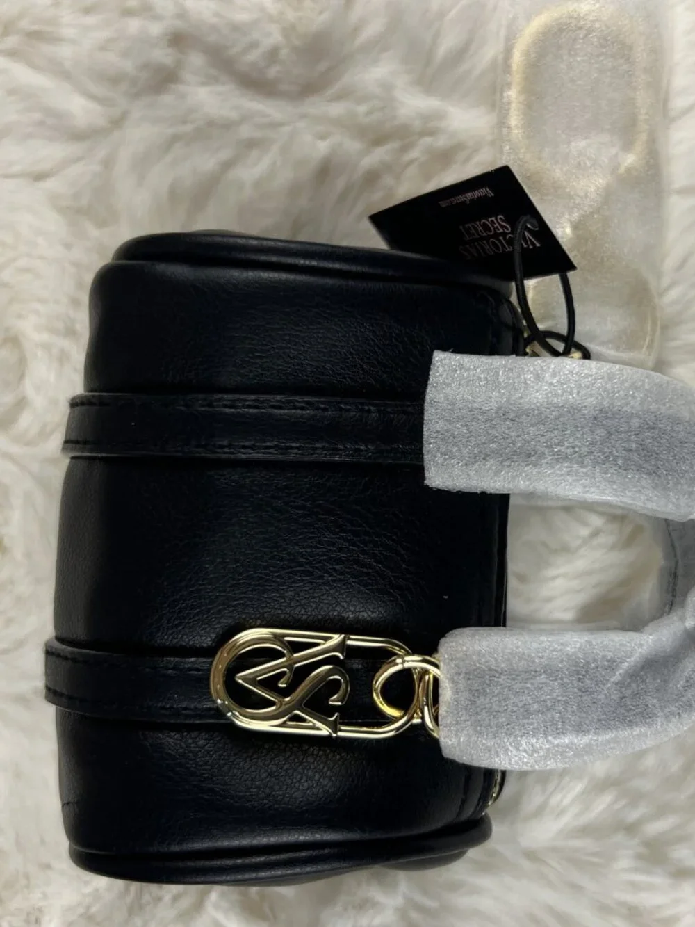 Victoria's Secret Micro Duffel Bag Charm Keychain Coin Purse Holder Black NWT